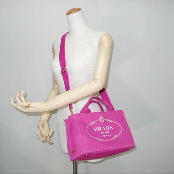 Prada Canapa Crossbody & Tote W Original Strap Pink - Picture 3 of 15